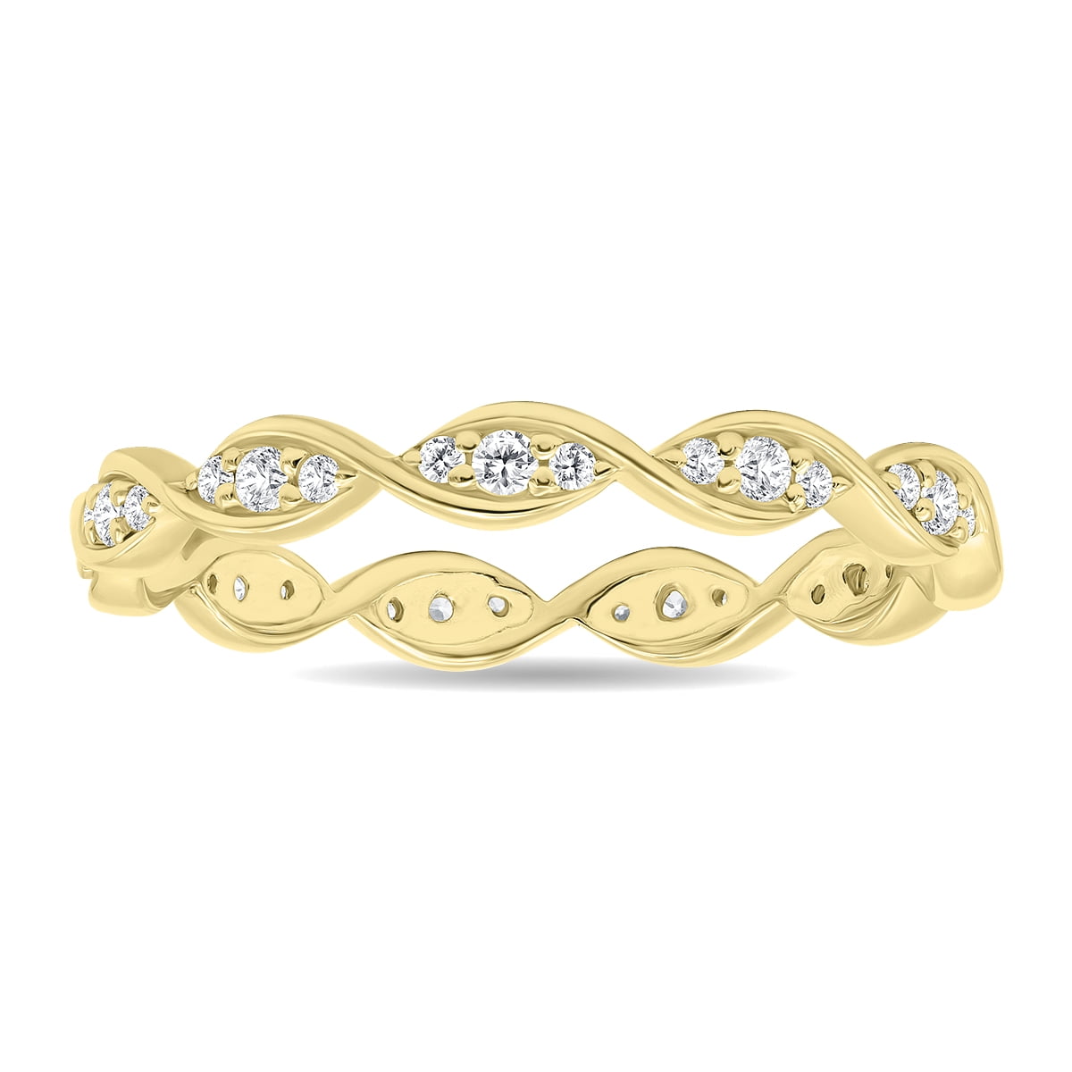 Szul Women S 1 4 Carat Tw Wave Twist Diamond Eternity Wedding Band In 10k Yellow Gold