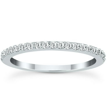 SZUL Women's 1/4 Carat TW White Diamond Band in 10K White Gold (K-L Color, I2-I3 Clarity)