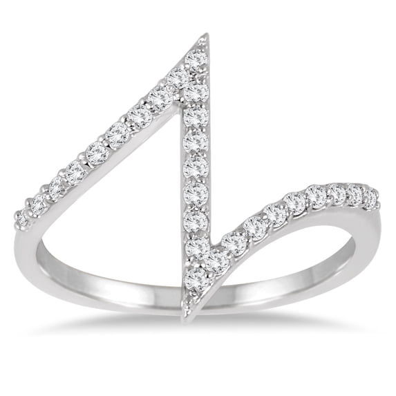 SZUL Women's 1/4 Carat TW Zigzag Diamond Ring in 14K White Gold  (J-K-L Color, I2-I3 Clarity)