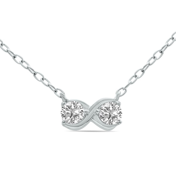 SZUL Women's 1/5 CTW Infinity Two Stone Lab Grown Diamond Pendant in 10K White Gold (F-G Color, VS1- VS2 Clarity)