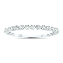 SZUL Women's 1/5 Carat TW Beaded Crown Setting Diamond Wedding Band in 10K White Gold (J-K-L Color, I2-I3 Clarity) (Wedding, Stackable or Fashion Ring)