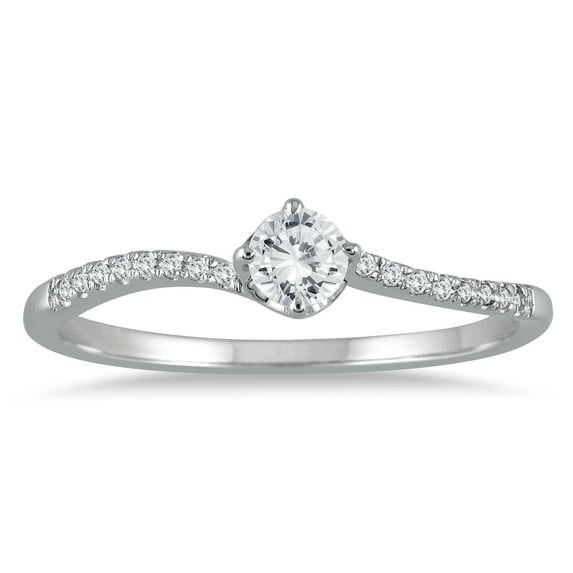 SZUL Women's 1/5 Carat TW Diamond Ring in 10K White Gold  (J-K-L Color, I2-I3 Clarity)