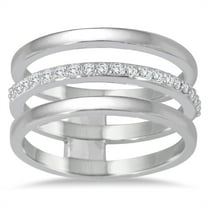 SZUL Women's 1/5 Carat TW Diamond Triple Row Band in 14K White Gold (J-K-L Color, I2-I3 Clarity)