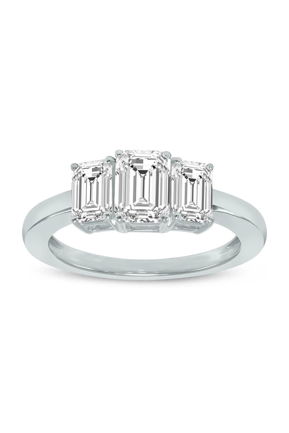 Women's 1.50 CTW Three Stone Emerald Cut Lab Grown Diamond Ring in 14K White Gold