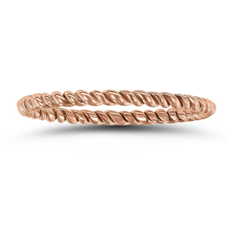 SZUL Women's Rope Twist Wedding Band in 14K Rose Gold