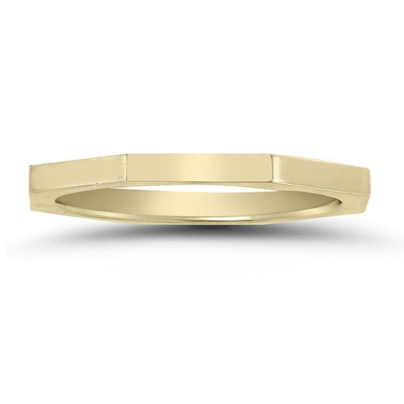 SZUL Women's 1.5MM Thin Eight Sided Octagon Wedding Band in 14K Yellow Gold