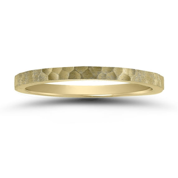 SZUL Women's 1.5MM Thin Micro-Hammered 14K Yellow Gold Wedding Band