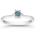 thumbnail image 1 of SZUL Women's 1/6 Carat TW Blue and White Diamond Ring in 10K White Gold, 1 of 3