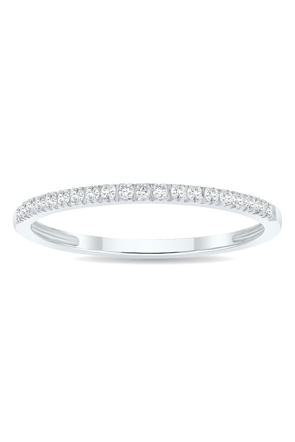 Women's 1/6 Carat TW Thin Diamond Band in 10K White Gold (J-K-L Color, I2-I3 Clarity) (Wedding, Fashion or Stackable Band)