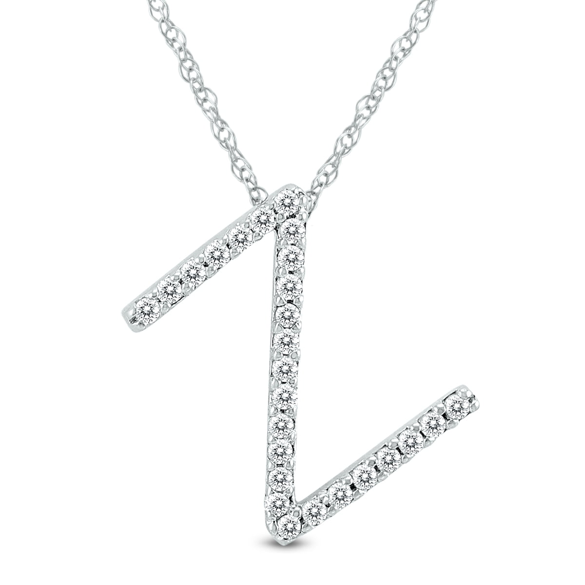 SZUL Women's 1/6 Carat TW Z Initial Diamond Pendant Necklace in 10K