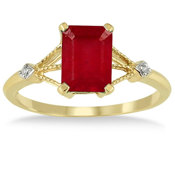 SZUL Women's 1.60 Carat Ruby and Diamond Ring in 10K Yellow Gold