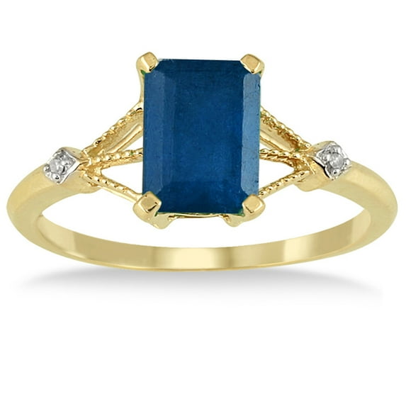SZUL Women's 1.60 Carat Sapphire and Diamond Ring in 10K Yellow Gold
