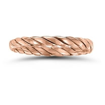 SZUL Women's 1.7MM Braided Rope Twist Wedding Band in 14K Rose Gold