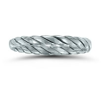 SZUL Women's 1.7MM Braided Rope Twist Wedding Band in 14K White Gold