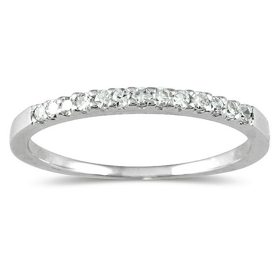 SZUL Women's 1/8 Carat TW Diamond Wedding Band in 10K White Gold (J-K-L Color, I2-I3 Clarity)