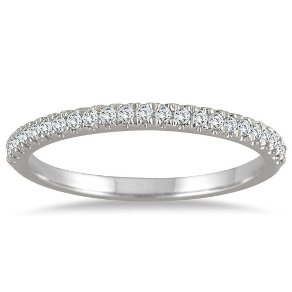 SZUL Women's 1/8 Carat TW Diamond Wedding Band in 14K White Gold (I-J Color, I1-I2 Clarity)