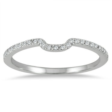 SZUL Women's 1/8 Carat TW Diamond Wedding Band in 14K White Gold (J-K-L Color, I2-I3 Clarity)