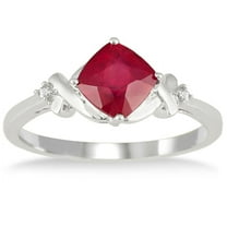 SZUL Women's 1.80 Carat Diamond and Ruby Ring in 10K White Gold