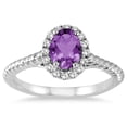 thumbnail image 1 of SZUL Women's 1 Carat Amethyst and Diamond Halo Rope Ring in 10K White Gold, 1 of 3