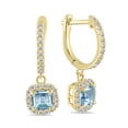 thumbnail image 1 of SZUL Women's 1 Carat Aquamarine and Diamond Halo Dangle Earrings in 10K Yellow Gold, 1 of 3