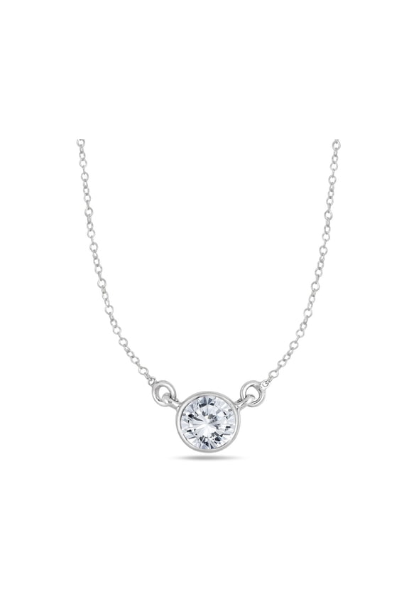 Women's 1 Carat Diamond Bezel Pendant in 14K White Gold (J-K-L Color, I2-I3 Clarity)