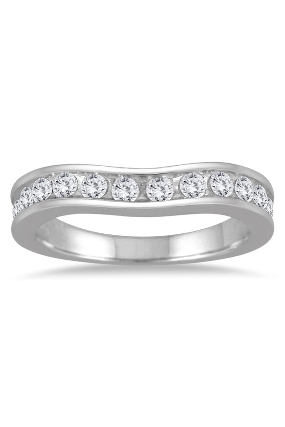 Women's 1 Carat TW Diamond Channel Set Curved Band in 14K White Gold (J-K-L Color, I2-I3 Clarity)