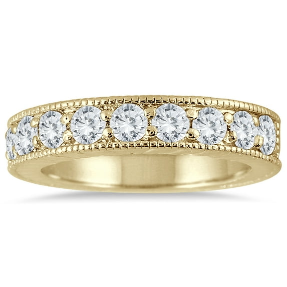 SZUL Women's 1 Carat TW Diamond Engraved Antique Ring in 10K Yellow Gold (J-K-L Color, I2-I3 Clarity)