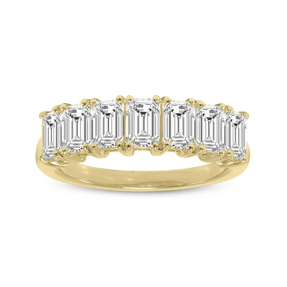 SZUL Women's 1 Carat TW Emerald Cut Seven Stone Lab Grown Diamond Wedding Anniversary Ring 14K Yellow Gold