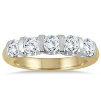 SZUL Women's 1 Carat TW Five Stone Diamond Wedding Band in 14K Two Tone Gold (J-K-L Color, I2-I3 Clarity)