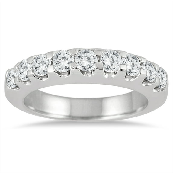 SZUL Women's 1 Carat TW Nine Stone Diamond Wedding Band in 10K White Gold  (J-K-L Color, I2-I3 Clarity)