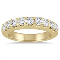 SZUL Women's 1 Carat TW Nine Stone Diamond Wedding Band in 10K Yellow Gold  (J-K-L Color, I2-I3 Clarity)