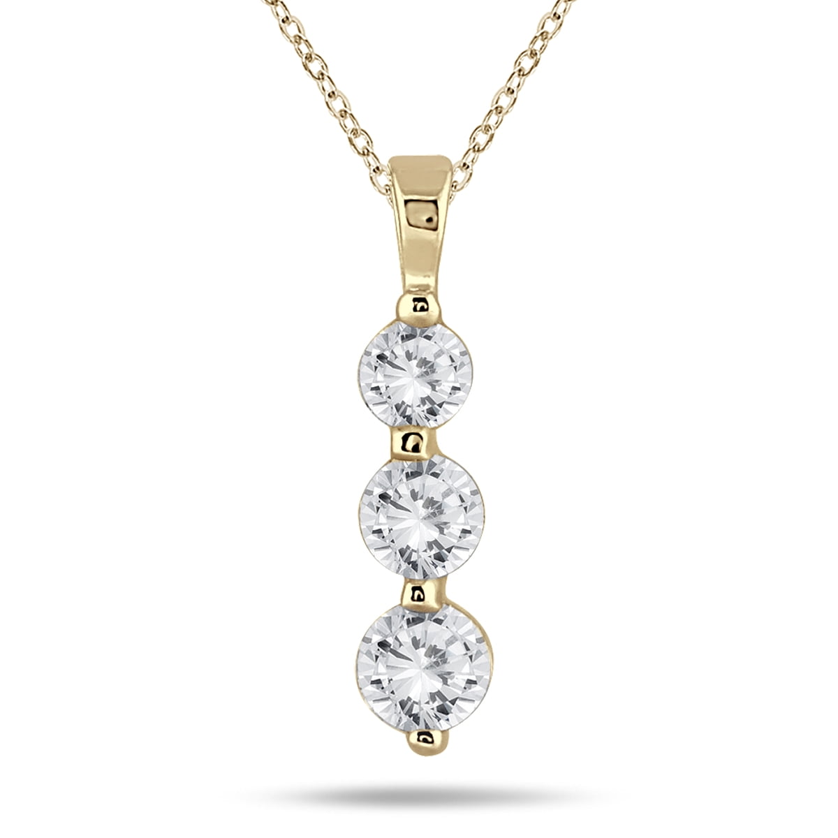 SZUL Women's 1 Carat TW Three Stone Diamond Pendant in 14K Yellow