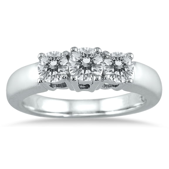 SZUL Women's 1 Carat TW Three Stone Diamond Ring 14K White Gold  (J-K-L Color, I2-I3 Clarity)