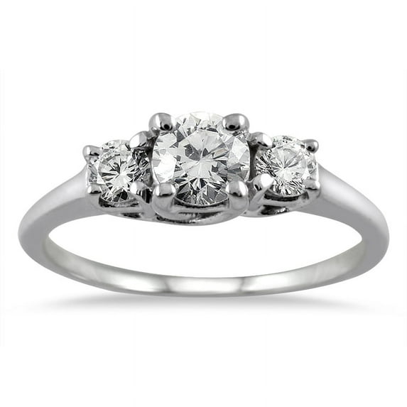 SZUL Women's 1 Carat TW Three Stone Diamond Ring in 14K White Gold (J-K-L Color, I2-I3 Clarity)