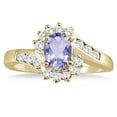 thumbnail image 1 of SZUL Women's 1 Carat Tanzanite and Diamond Flower Twist Ring in 14K Yellow Gold, 1 of 3