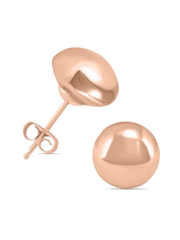 Women's 14K Rose Gold 8mm Button Ball Stud Earrings