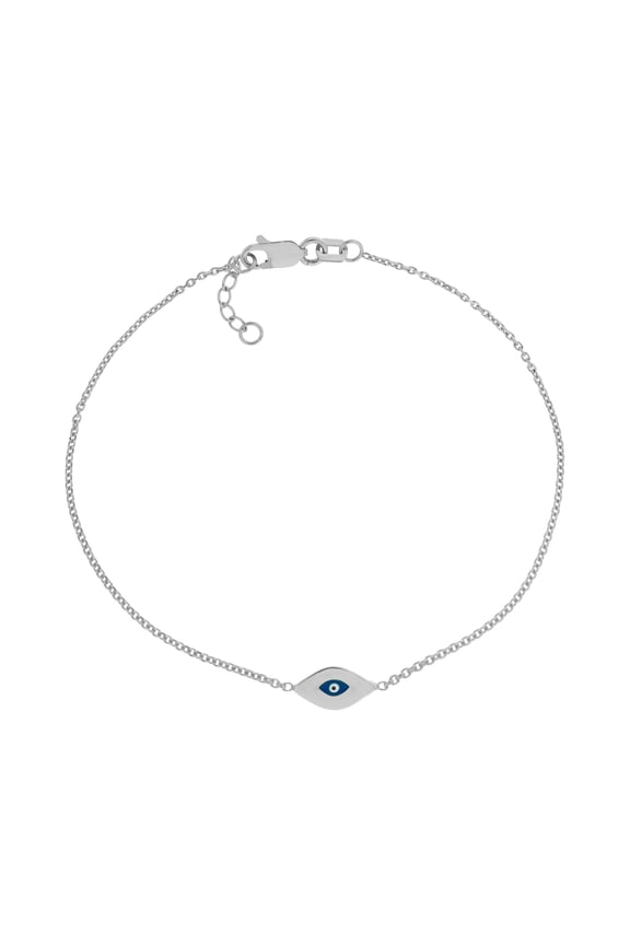 Women's 14K Solid White Gold Mini Evil Eye Bracelet