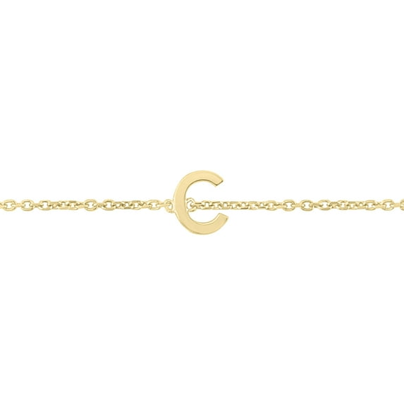SZUL Women's 14K Solid Yellow Gold C Mini Initial Bracelet