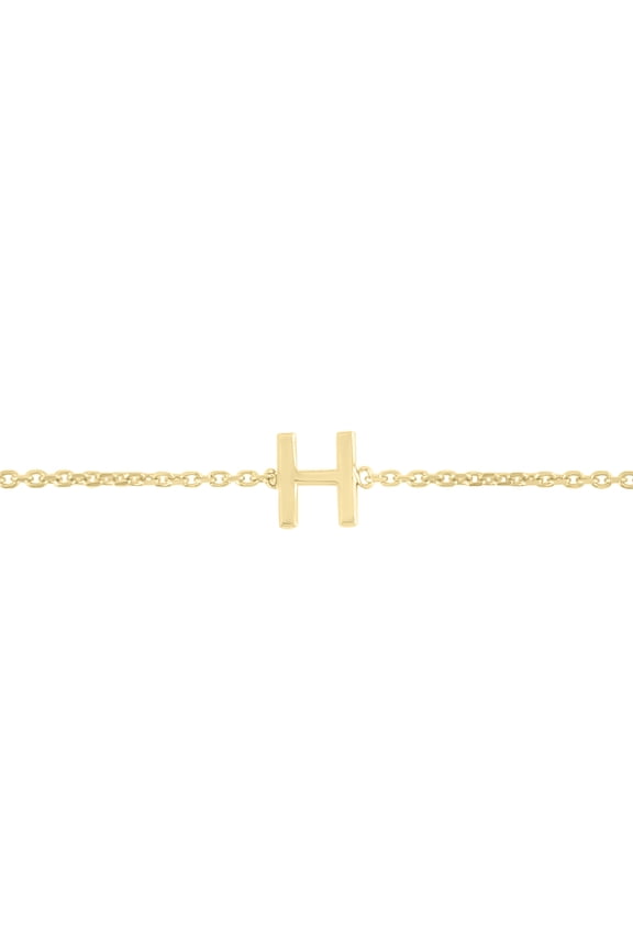 Women's 14K Solid Yellow Gold H Mini Initial Bracelet