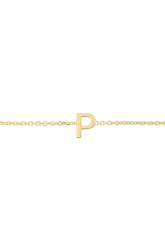 Women's 14K Solid Yellow Gold P Mini Initial Bracelet