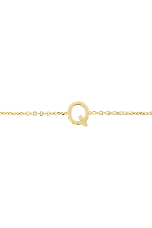 Women's 14K Solid Yellow Gold Q Mini Initial Bracelet