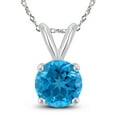 thumbnail image 1 of SZUL Women's 14K White Gold 6MM Round Blue Topaz Pendant, 1 of 5