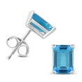 thumbnail image 1 of SZUL Women's 14K White Gold 6x4MM Emerald Shaped Blue Topaz Earrings, 1 of 2