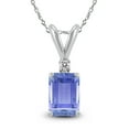 thumbnail image 1 of SZUL Women's 14K White Gold 6x4MM Emerald Shaped Tanzanite and Diamond Pendant, 1 of 5