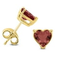 thumbnail image 1 of SZUL Women's 14K Yellow Gold 5MM Heart Garnet Earrings, 1 of 2