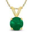 thumbnail image 1 of SZUL Women's 14K Yellow Gold 5MM Round Emerald Pendant, 1 of 5