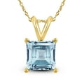 thumbnail image 1 of SZUL Women's 14K Yellow Gold 5MM Square Aquamarine Pendant, 1 of 5