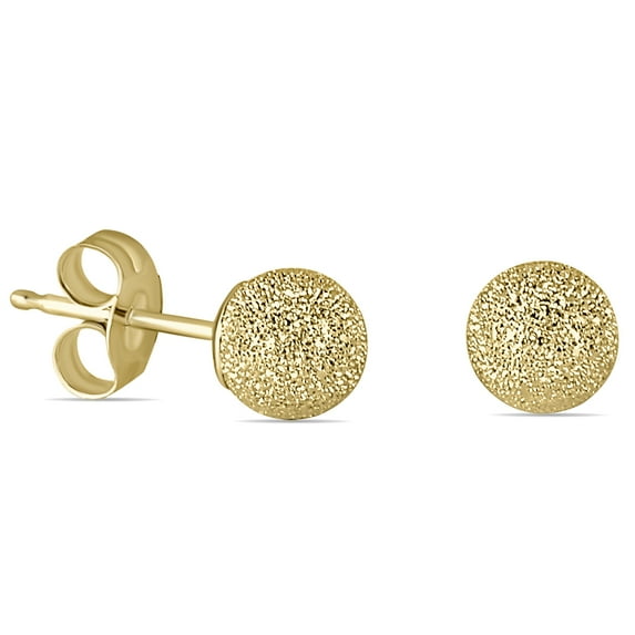 SZUL Women's 14K Yellow Gold 5mm Laser Cut Ball Stud Earrings