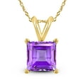 thumbnail image 1 of SZUL Women's 14K Yellow Gold 6MM Square Amethyst Pendant, 1 of 5