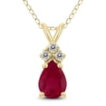 thumbnail image 1 of SZUL Women's 14K Yellow Gold 6x4MM Pear Ruby and Diamond Pendant, 1 of 5